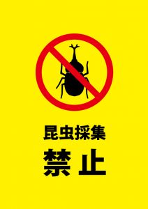 山等での昆虫採集を禁止する注意貼り紙テンプレート