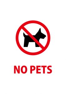 ペット禁止を意味する英語の注意貼り紙テンプレート