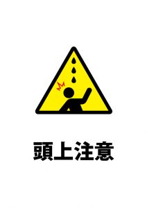 頭上からの水漏れ等注意貼り紙テンプレート