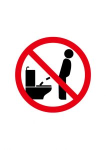洋式トイレでの立小便禁止マーク標識アイコンの貼り紙ワードテンプレート