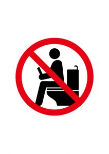 トイレの長居（ゲーム・読書）禁止マーク標識アイコンの貼り紙ワードテンプレート