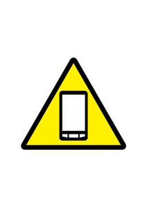スマートフォンの注意標識アイコンの貼り紙ワードテンプレート