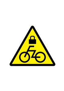 自転車の鍵かけ注意標識アイコンの貼り紙ワードテンプレート