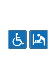 車椅子とベビーチェアの標識アイコンの貼り紙ワードテンプレート