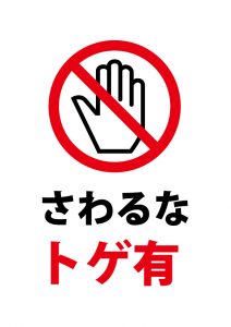 触れるとトゲに刺さる危険の注意貼り紙テンプレート