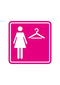 女性用の更衣室・試着室（ピンク）の案内標識アイコンの貼り紙ワードテンプレート