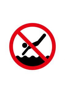 飛び込み(海・川・水場等)禁止のアイコンの貼り紙ワードテンプレート
