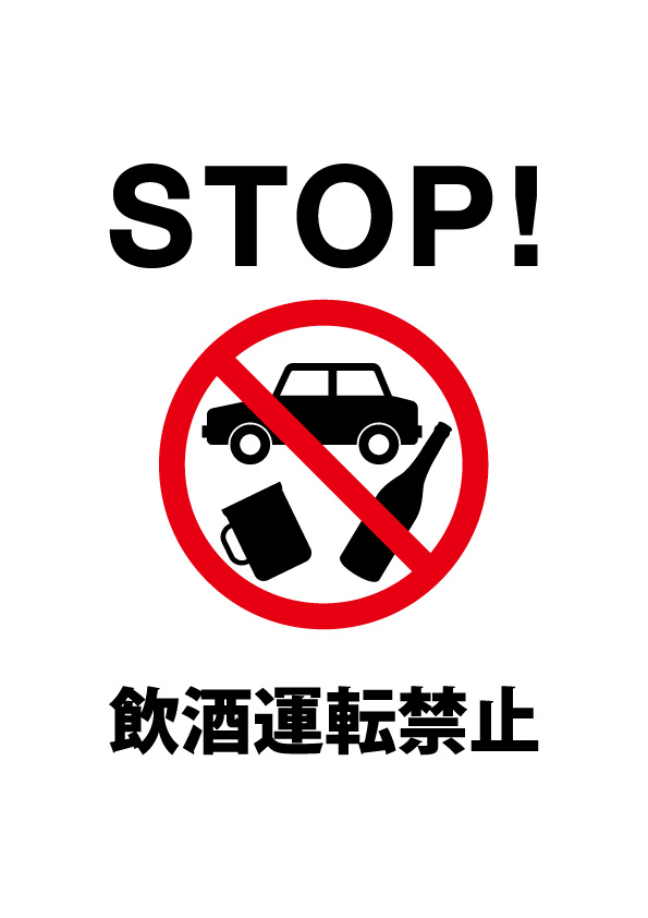 飲酒状態での運転禁止を抑止する注意貼り紙テンプレート 無料 商用可能 注意書き 張り紙テンプレート ポスター対応