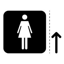 女性トイレ案内マーク（矢印付き）のカッティングステッカー・シール