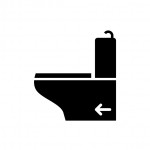 トイレのアイコンと矢印（左）で案内する貼り紙テンプレート