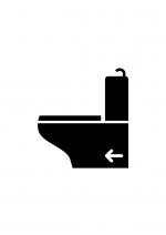 トイレのアイコンと矢印（左）で案内する貼り紙テンプレート