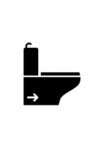 トイレのアイコンと矢印（右）で案内する貼り紙テンプレート