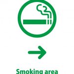 喫煙スペース（右方面）を表す英語の注意貼り紙テンプレート