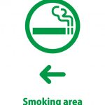 喫煙スペース（左方面）を表す英語の注意貼り紙テンプレート