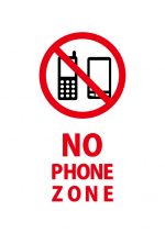 NO PHONE ZONE　携帯禁止を表す英語の注意貼り紙テンプレート