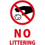 ゴミのポイ捨て禁止を意味する英語の注意貼り紙テンプレート