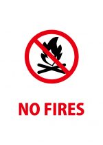 火の使用禁止を意味する英語の注意貼り紙テンプレート