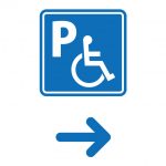障害者専用駐車場の案内（右方向）貼り紙テンプレート