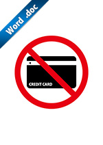 クレジットカード禁止の標識アイコンの貼り紙ワードテンプレート