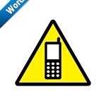 携帯電話の注意標識アイコンの貼り紙ワードテンプレート