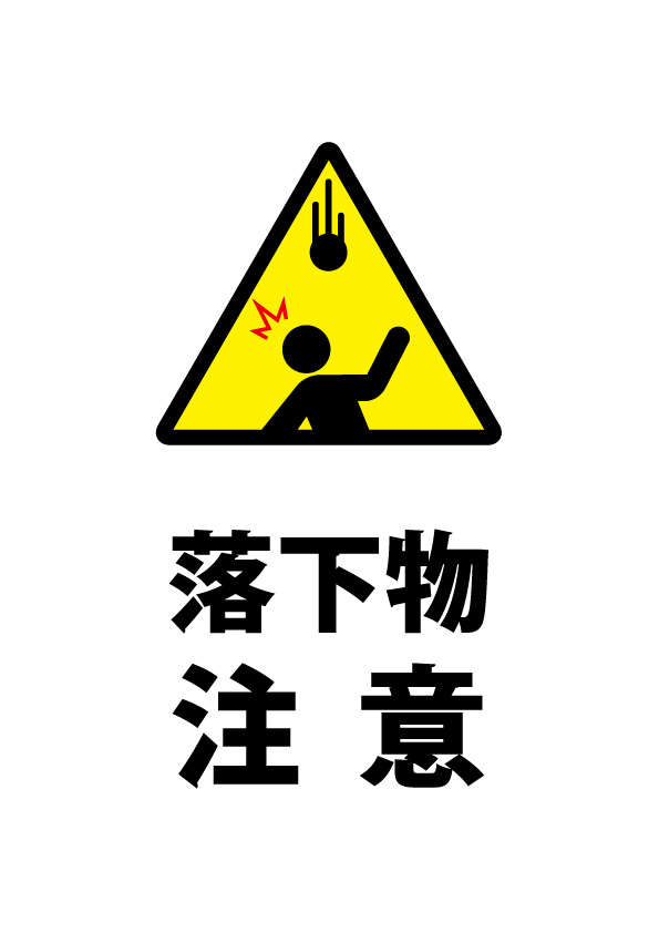 頭上からの落下物の注意貼り紙テンプレート 無料 商用可能 注意書き 張り紙テンプレート ポスター対応