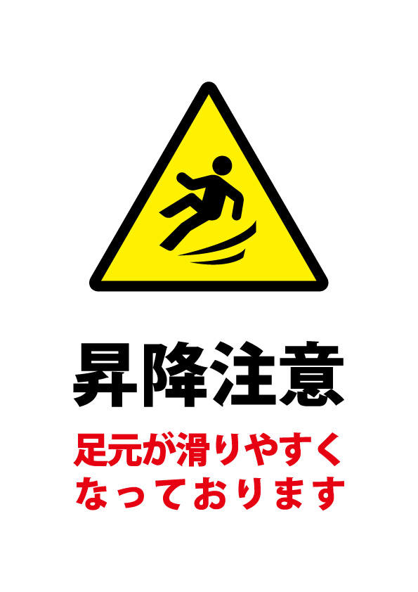 昇降時の足元注意貼り紙テンプレート 無料 商用可能 注意書き 張り紙テンプレート ポスター対応