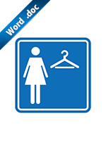女性用の更衣室・試着室の案内標識アイコンの貼り紙ワードテンプレート