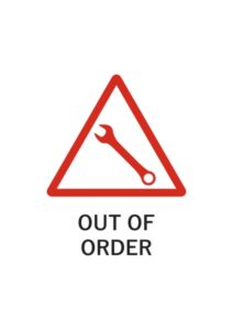 OUT OF ORDERの注意貼り紙テンプレート