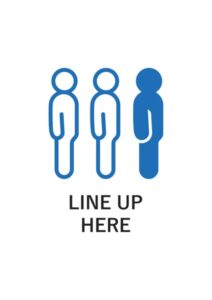 LINE UP HEREの案内貼り紙テンプレート