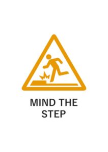 MIND THE STEPの注意貼り紙テンプレート