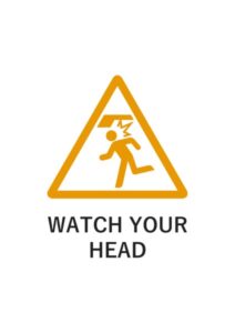 WATCH YOUR HEADの注意貼り紙テンプレート
