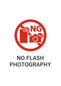 NO FLASH PHOTOGRAPHYの注意貼り紙テンプレート