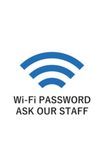 Wi-Fi PASSWORD ASK OUR STAFFの案内貼り紙テンプレート