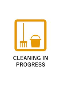 CLEANING IN PROGRESSの注意貼り紙テンプレート