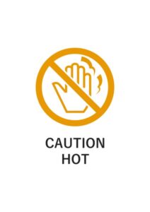 CAUTION HOTの注意貼り紙テンプレート