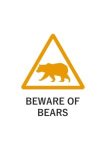 BEWARE OF BEARSの注意貼り紙テンプレート