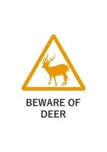 BEWARE OF DEERの注意貼り紙テンプレート