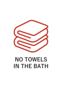 NO TOWELS IN THE BATHの注意貼り紙テンプレート