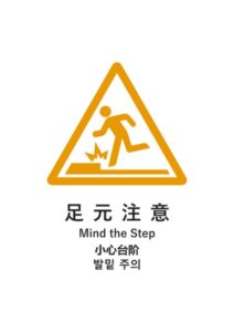 足元注意(日英中韓)の貼り紙テンプレート