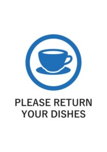 PLEASE RETURN YOUR DISHESの案内貼り紙テンプレート