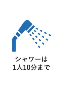シャワーは1人10分までの案内貼り紙テンプレート