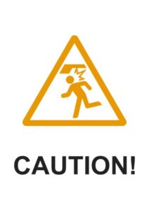 CAUTION（頭上）の注意貼り紙テンプレート