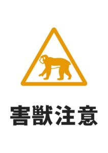 害獣注意(サル)の貼り紙テンプレート