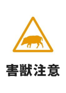 害獣注意(イノシシ)の貼り紙テンプレート